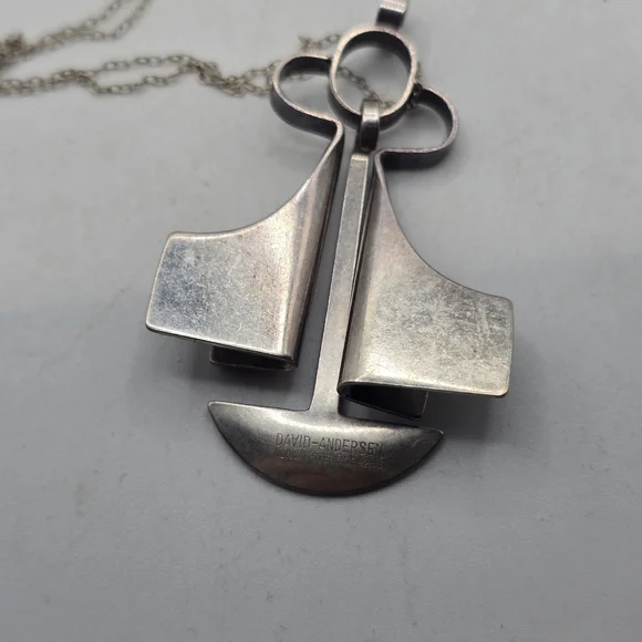 Vintage David Andersen Abstract Modern Sterling Silver Pendant Necklace - Picture 3 of 7